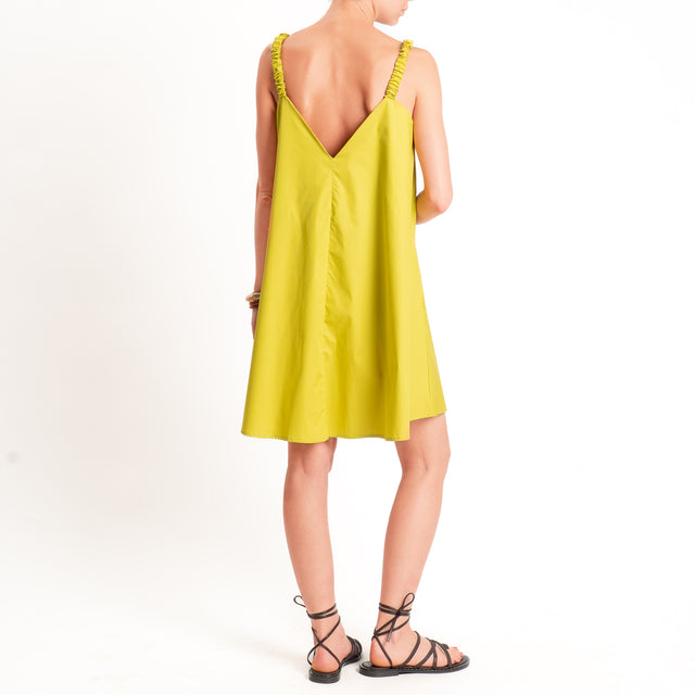 Motel-Abito popeline doppio scollo v - lime