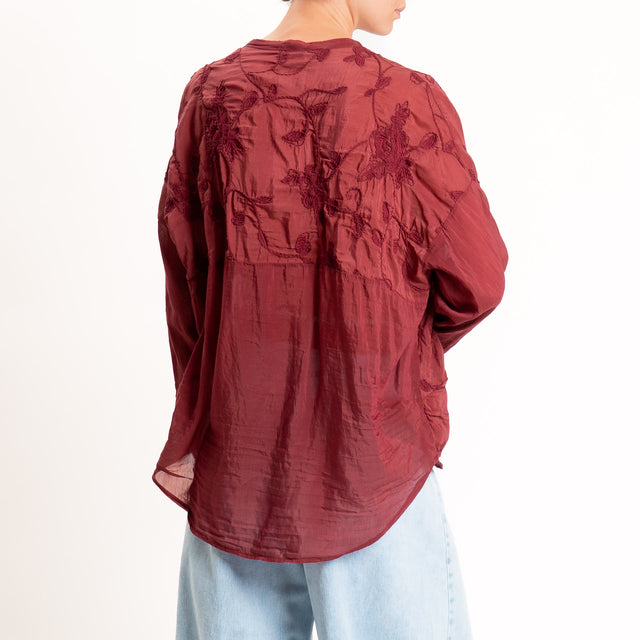 Motel-Camicia mussola misto seta con ricami - india