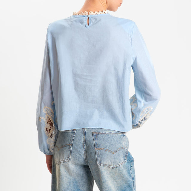 Motel-Blusa ricamata con spalline - cielo