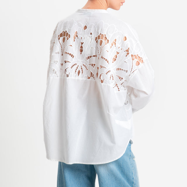 Motel-Camicia traforata con ricami - bianco