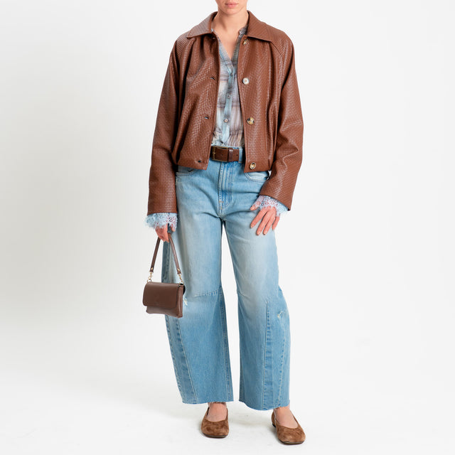 Motel-Camicia check mussola lyocell - celeste