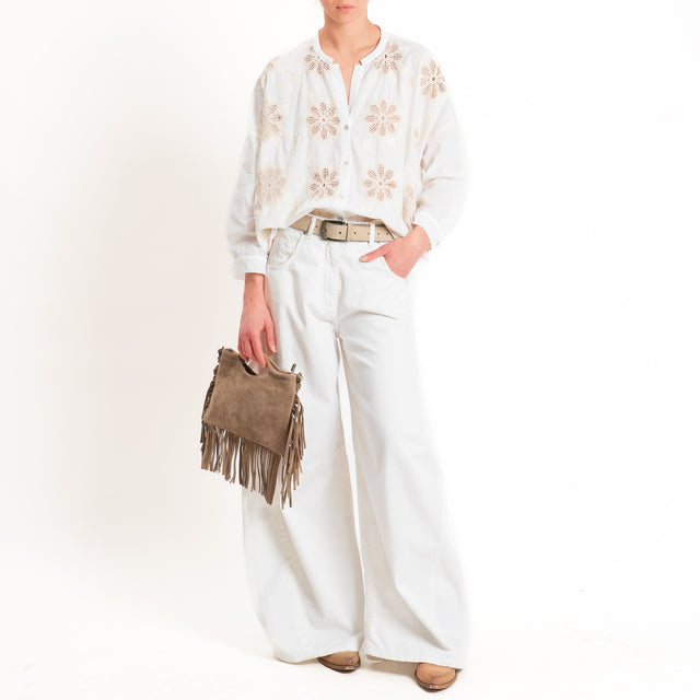 Motel-Camicia con ricami - ecru'