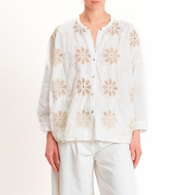 Motel-Camicia con ricami - ecru'