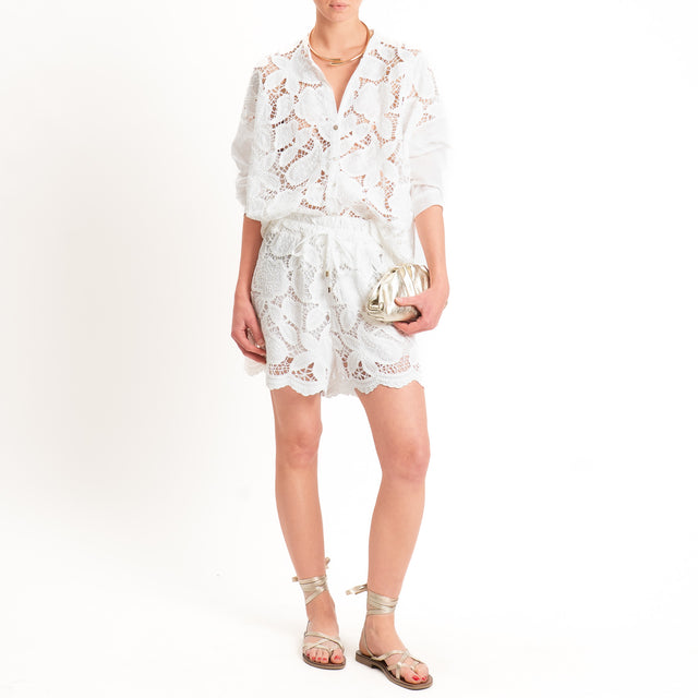 Motel-Camicia mussola traforata con ricami - bianco