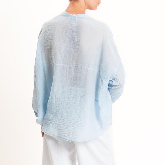 Motel-Camicia mussola con ricami - sky