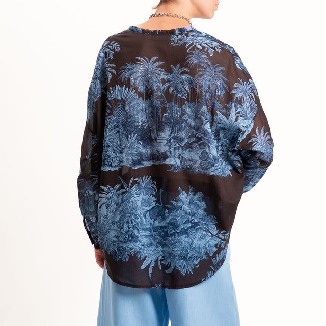 Motel-Camicia mussola fantasia - moro/jeans