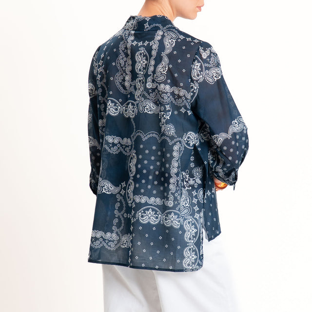 Motel-Camicia mussola fantasia bandana - blu