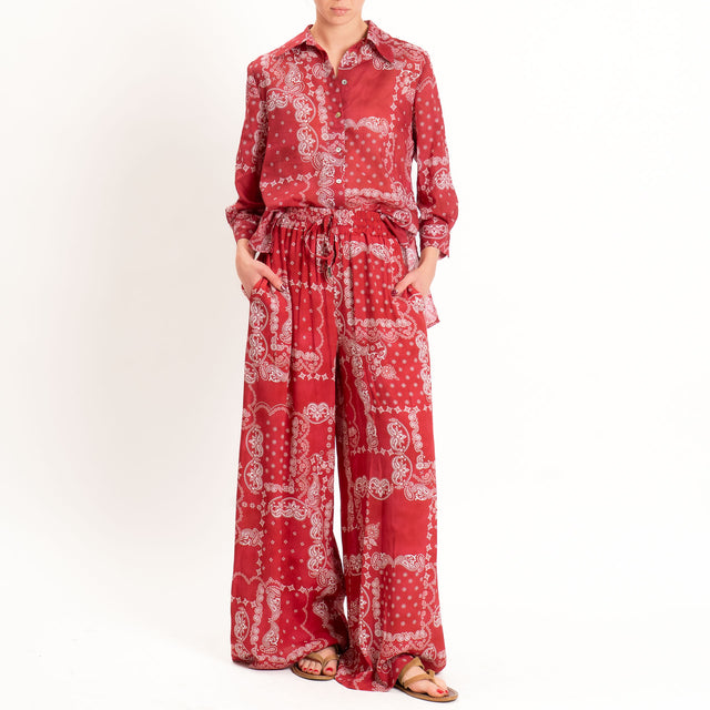 Motel-Camicia mussola fantasia bandana - rosso