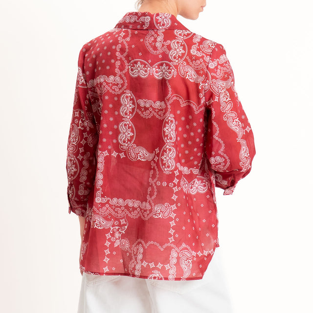 Motel-Camicia mussola fantasia bandana - rosso