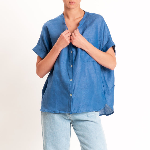 Motel-Camicia over 100% lino - indaco