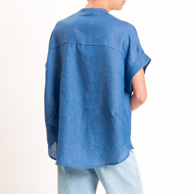 Motel-Camicia over 100% lino - indaco