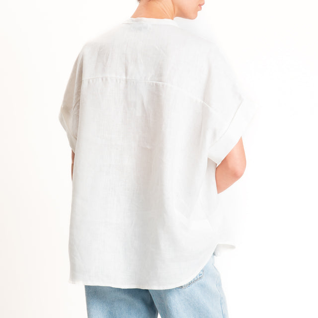 Motel-Camicia over 100% lino - bianco
