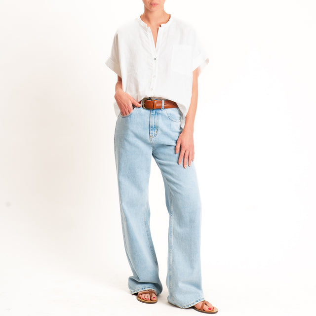 Motel-Camicia over 100% lino - bianco