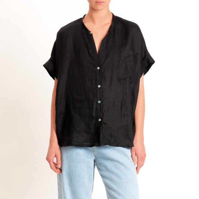 Motel-Camicia over 100% lino - nero