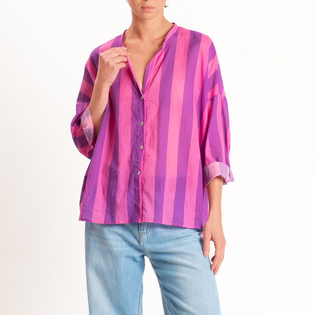 Motel-Camicia mussola a righe - fucsia/viola