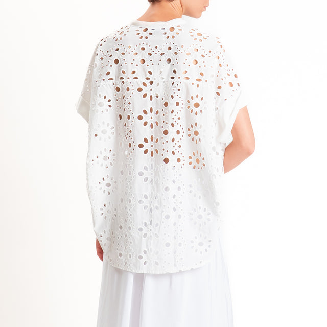 Motel-Camicia traforata con ricami - bianco