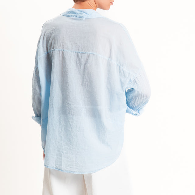 Motel-Camicia in mussola con taschino - sky