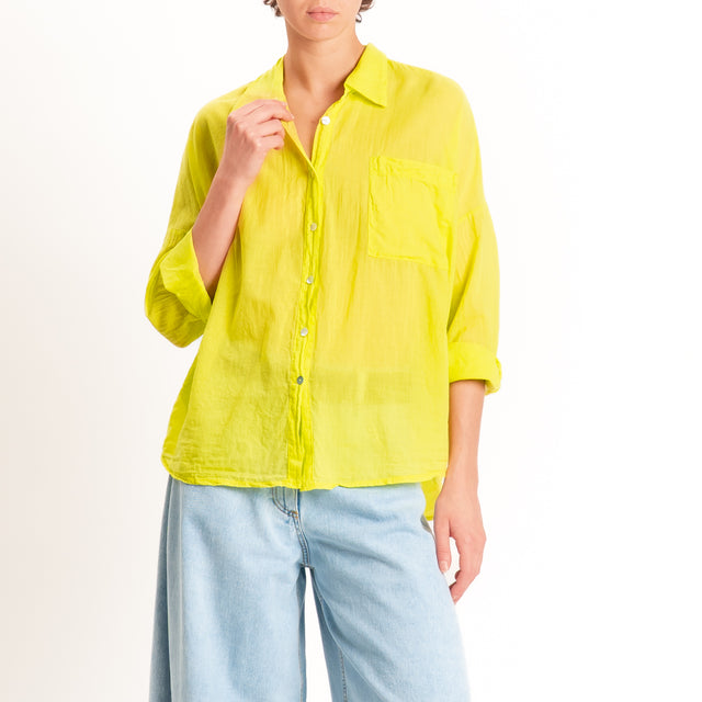Motel-Camicia in mussola con taschino - lime