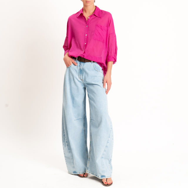 Motel-Camicia in mussola con taschino - magenta