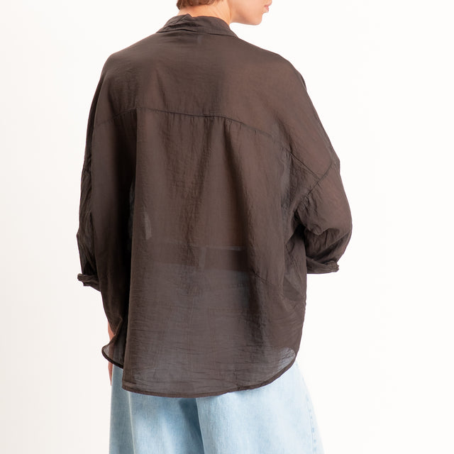 Motel-Camicia in mussola con taschino - cocco