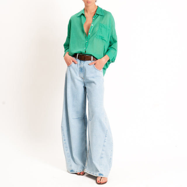 Motel-Camicia in mussola con taschino - verde