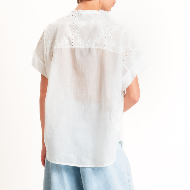 Motel-Camicia mussola con ricami - burro