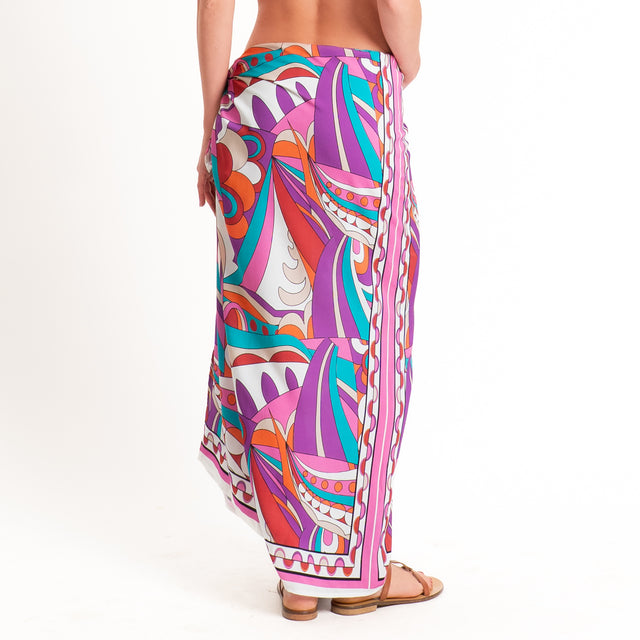 Motel-Gonna pareo fantasia optical - latte/rosa/arancio