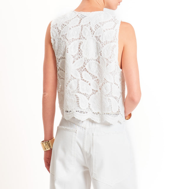 Motel-Gilet traforato con ricami - bianco