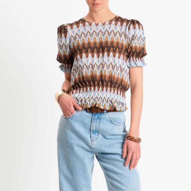 Motel-Blusa fantasia wavy pattern - moro/celeste/burro