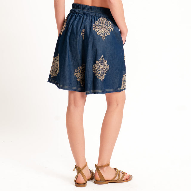Motel-Shorts chambay con ricami - denim/biscotto