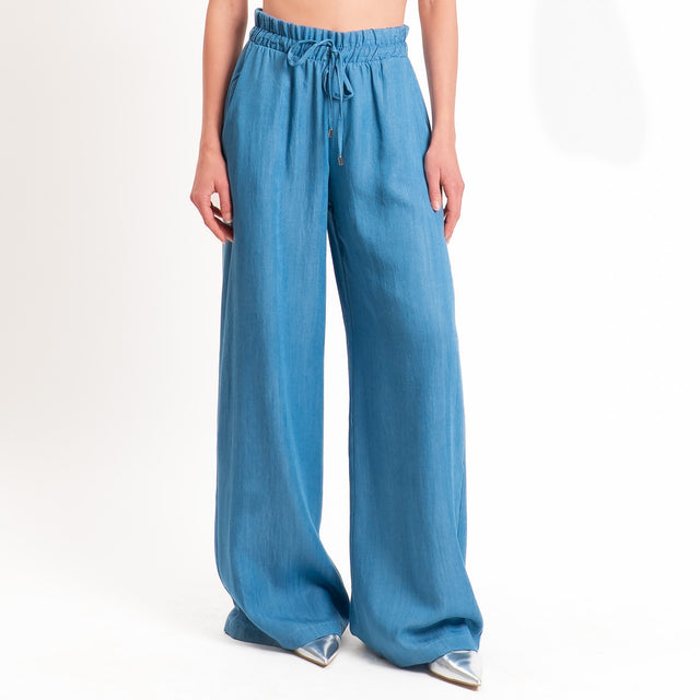 Motel-Pantalone chambray con coulisse - denim