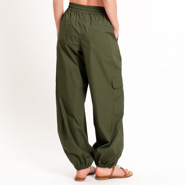 Motel-Pantalone cargo parachute con coulisse - militare