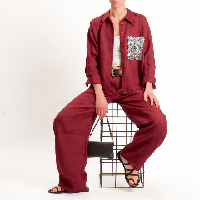 Motel-Pantalone 100 % lino barrel fit - india