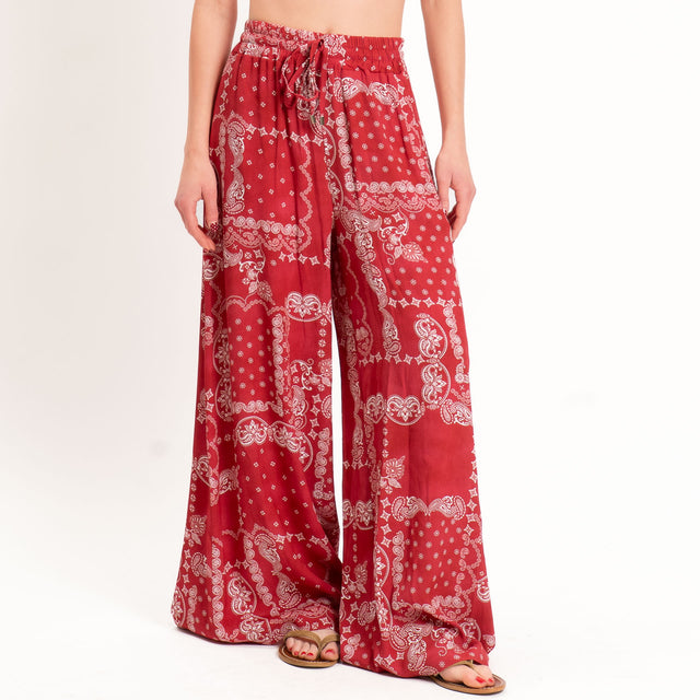 Motel-Pantalone fantasia bandana con coulisse - rosso
