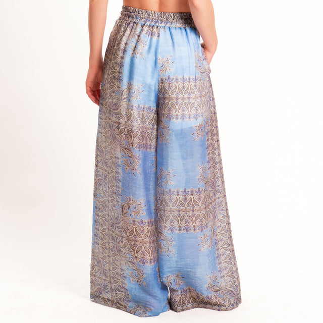 Motel-Pantalone mussola fantasia con coulisse - jeans/choco