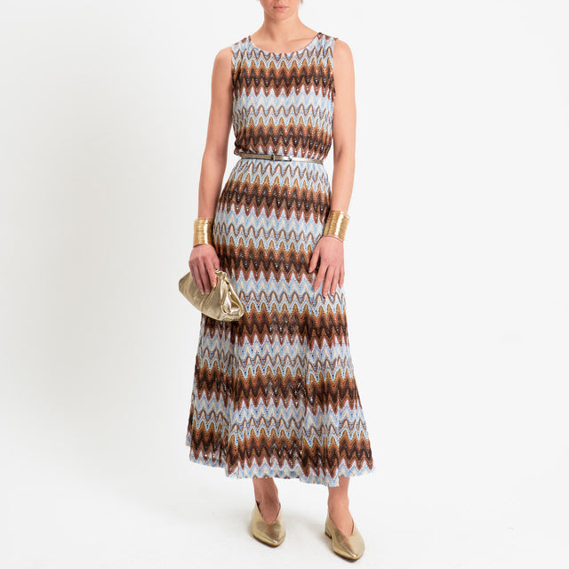 Motel-Abito fantasia wavy pattern - moro/celeste/burro