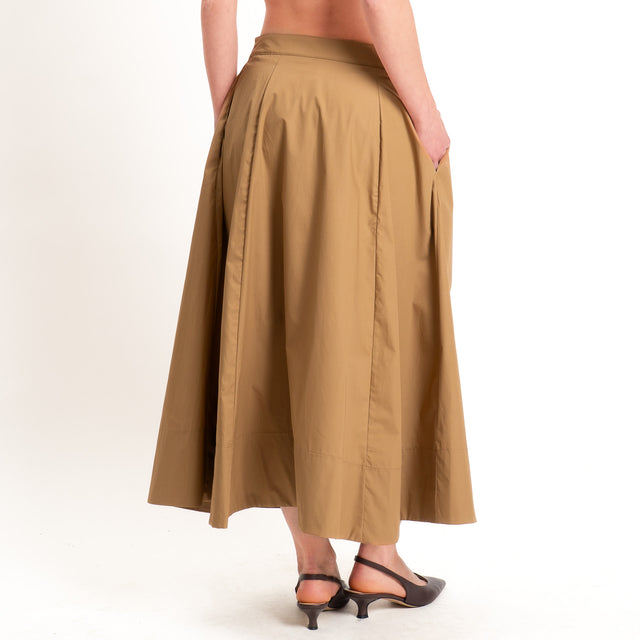 Motel-Completo popeline top a fascia+gonna - cognac