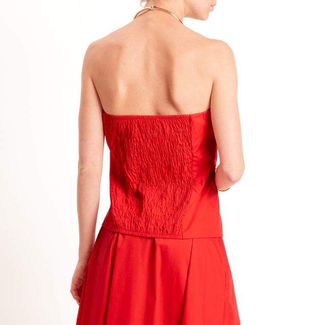 Motel-Completo popeline top a fascia+gonna - rosso