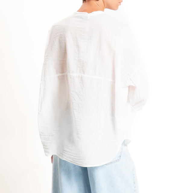 Motel-Camicia mussola collo coreana - bianco