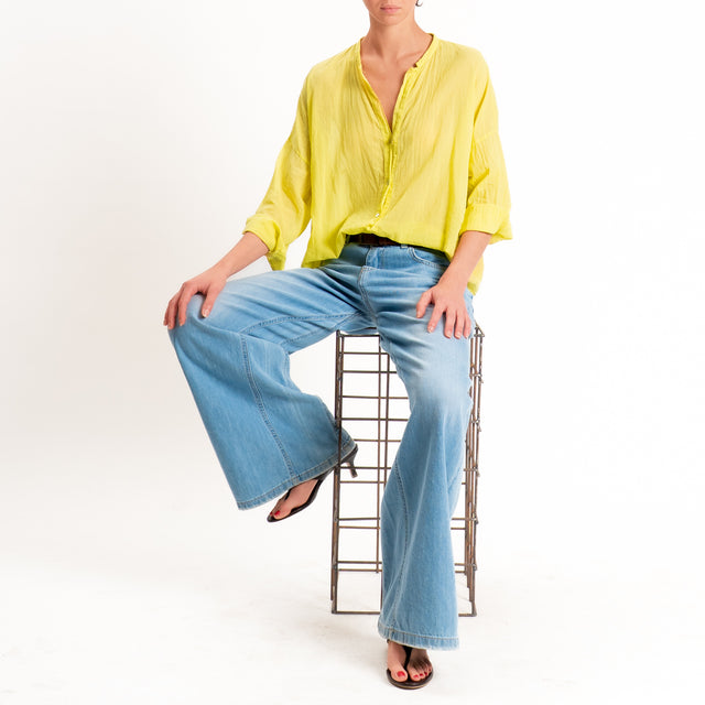 Motel-Camicia mussola collo coreana - lime