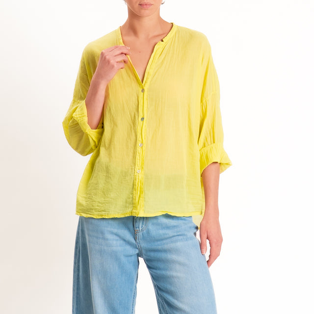 Motel-Camicia mussola collo coreana - lime
