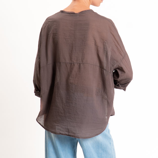 Motel-Camicia mussola collo coreana - cocco