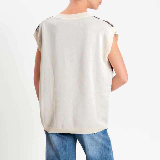 Motel-Gilet arglye 100% cotone - panna/moro/taupe