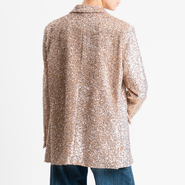 Motel-Giacca paillettes velluto ciniglia - nude