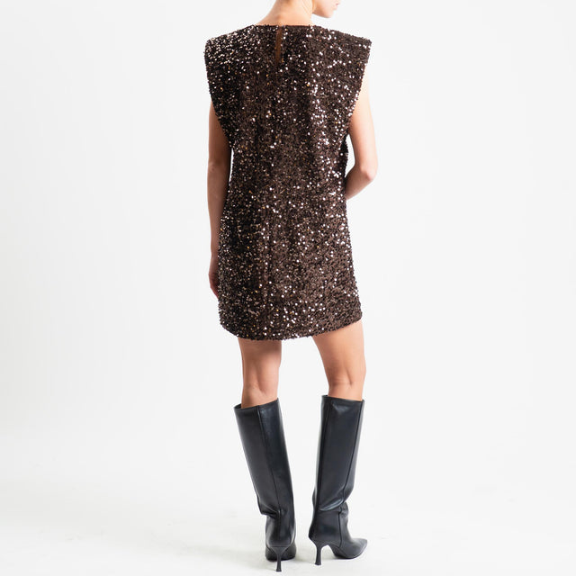 Motel-Abito smanicato con paillettes - moro