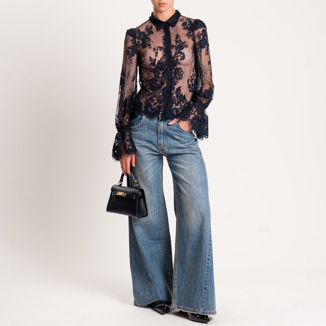 Motel-Camicia in pizzo - nero