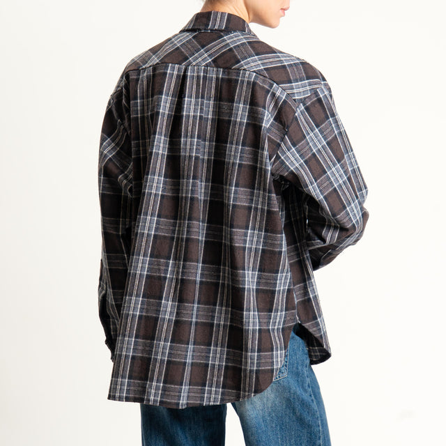 Motel-Camicia check con spilla - moro/grigio/burro