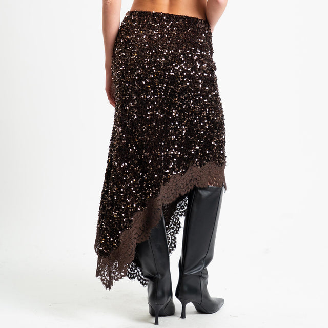 Motel-Gonna asimmetrica con paillettes - moro