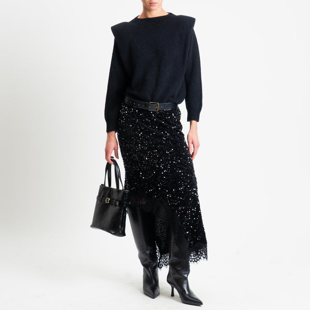 Motel-Gonna asimmetrica con paillettes - nero
