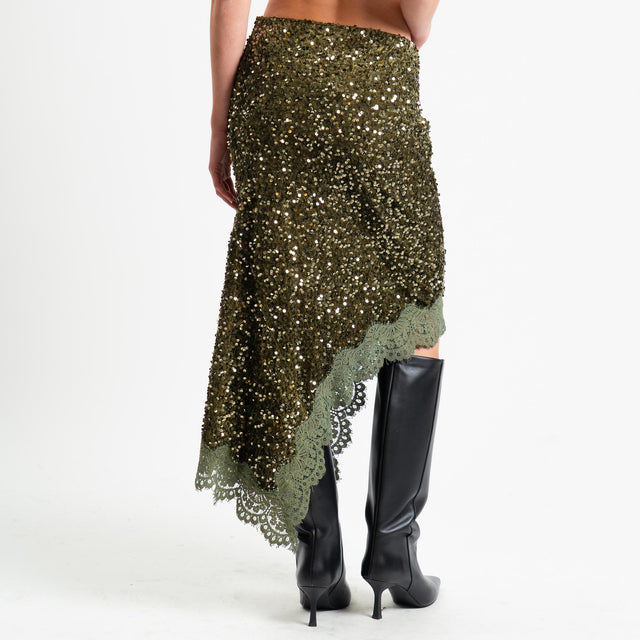 Motel-Gonna asimmetrica con paillettes - militare